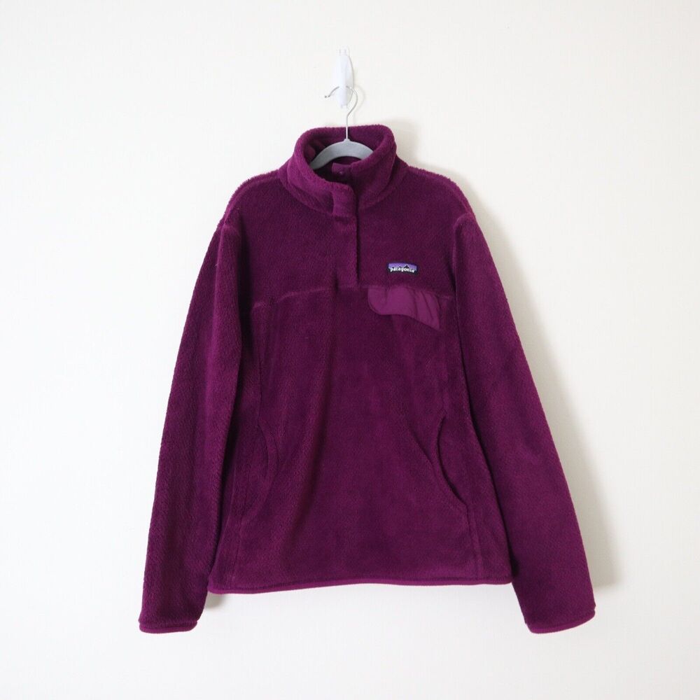 Patagonia Size M Re-Tool Snap-T Pullover Fleece Sweatshirt Mock Neck Plum Purple